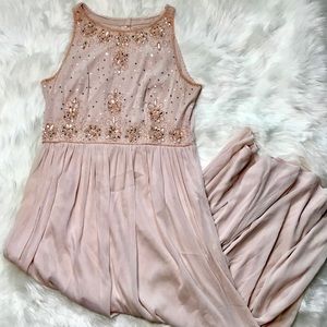 Adrianna Papell Blush Pink Floral Sequin Gown